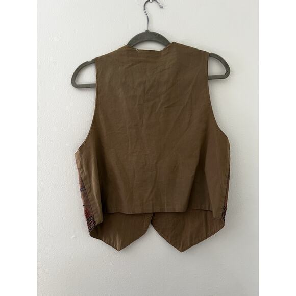 Vintage Garbo Petite Woven Embroidered Boho Western Jute Hemp Vest Hippie PM - Picture 6 of 7